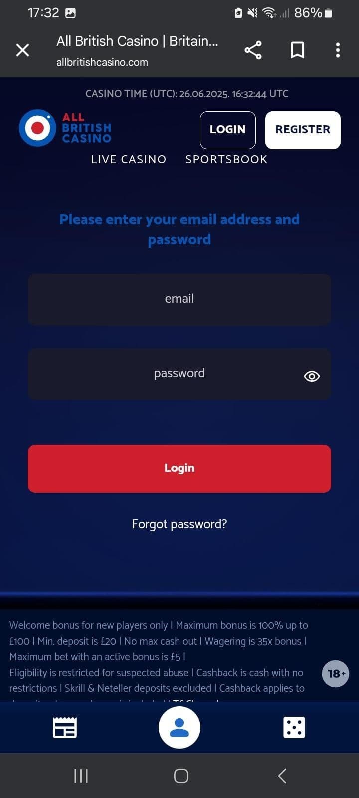 Log into your All British Casino account..jpg