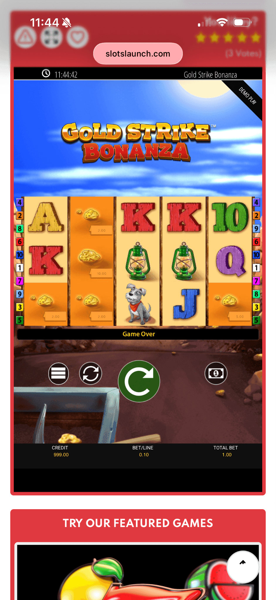 Mobile Play Experience Gold strike