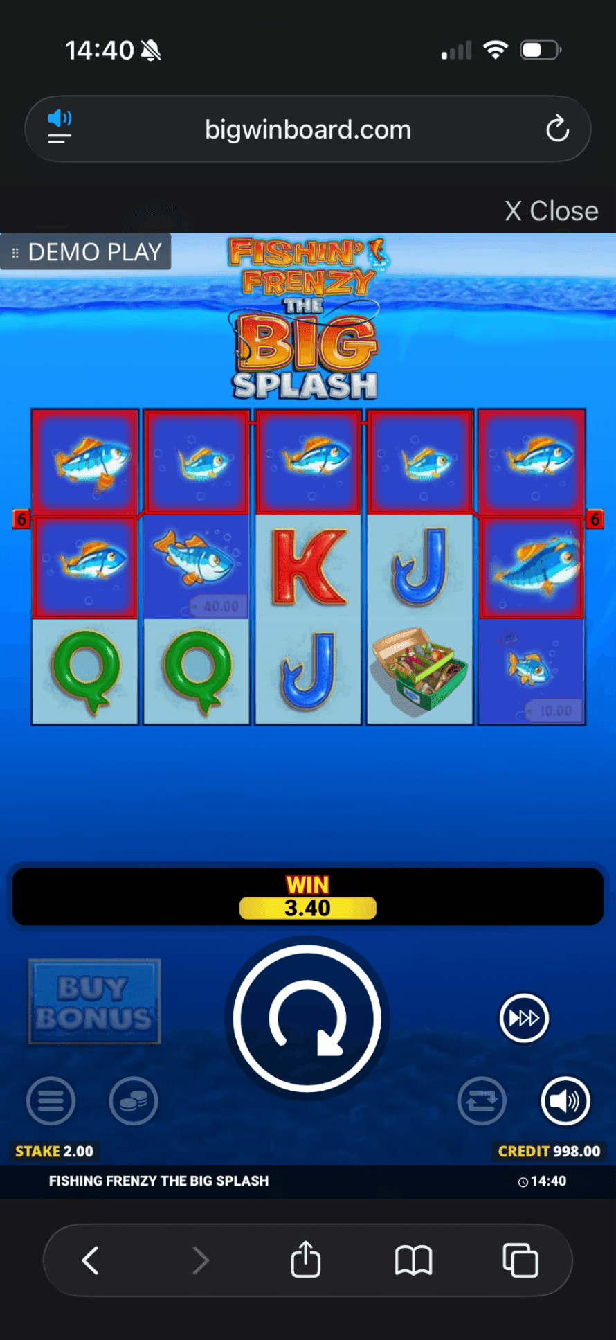 Mobile Play Experience fishin frenzy!