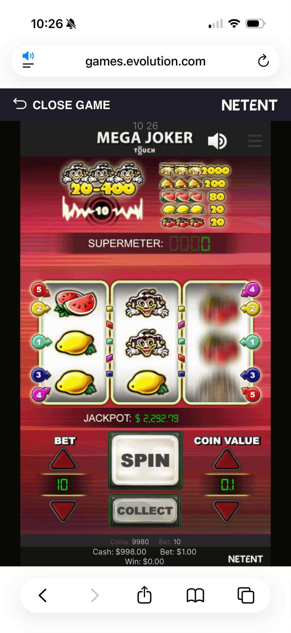 Mobile Play Experience mega joker