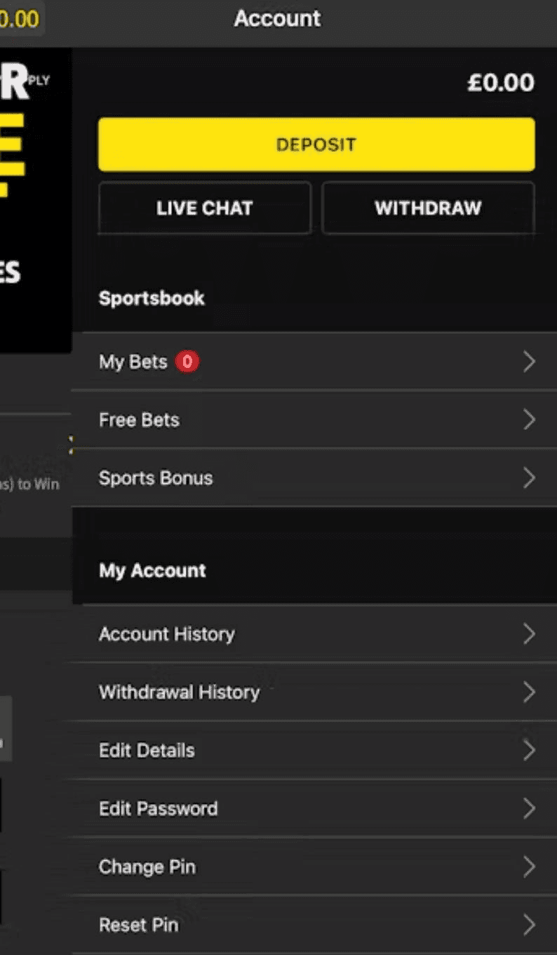 Navigate to the “Deposit” section 