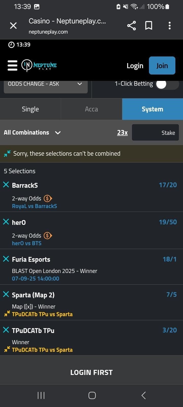 Neptune Play Sports Betting Odds 