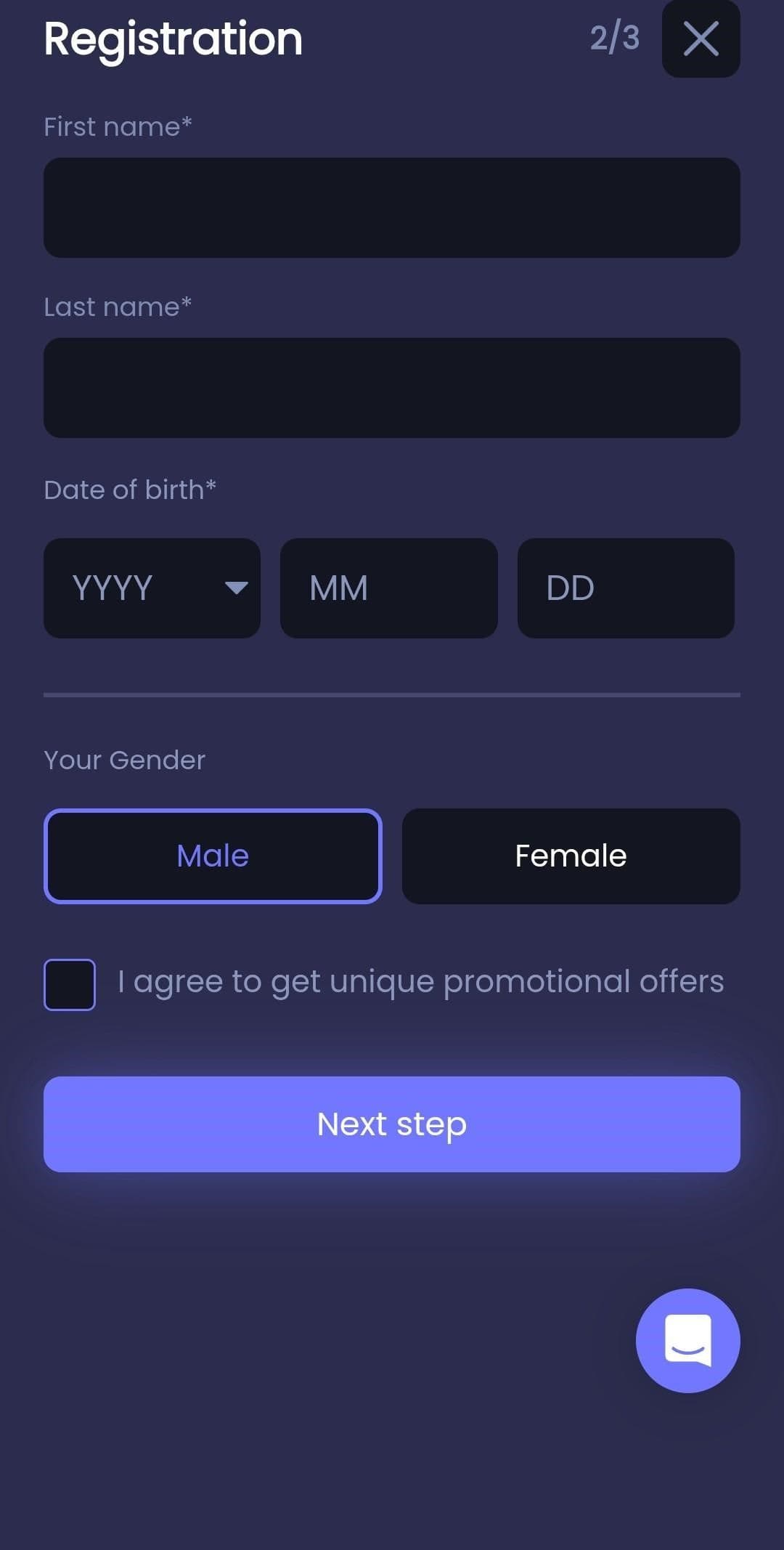 On the next page, enter your full name