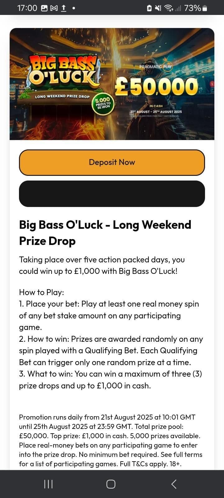 Big Bass O’Luck – Long Weekend Prize Drop 