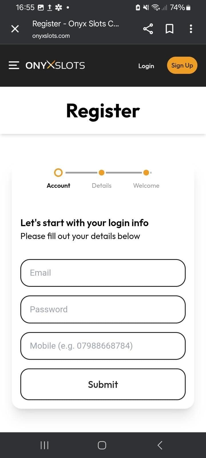 Onyx Slots Registration Guide