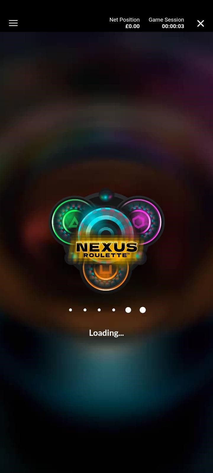 Open Nexus Roulette from the Live Casino lobby.