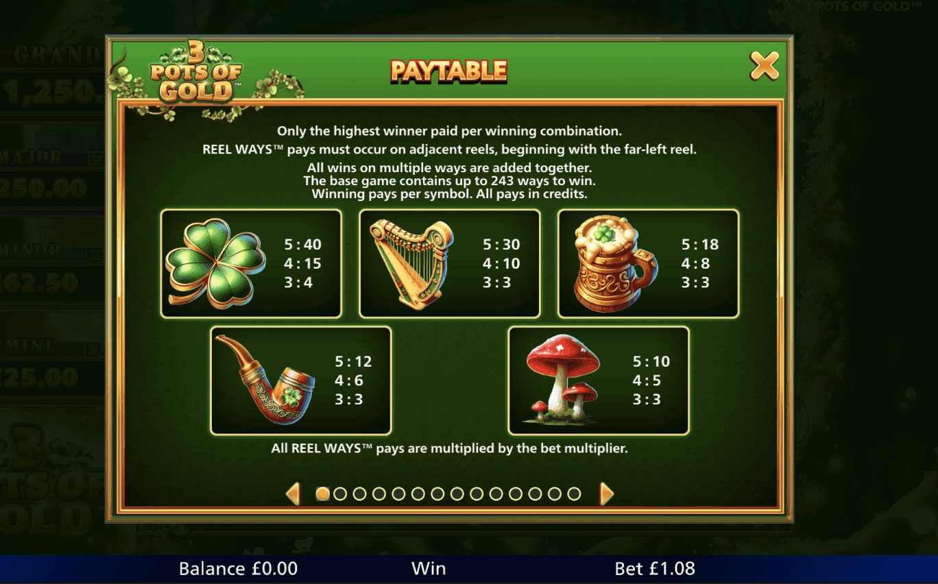 Open the paytable to check the game info 