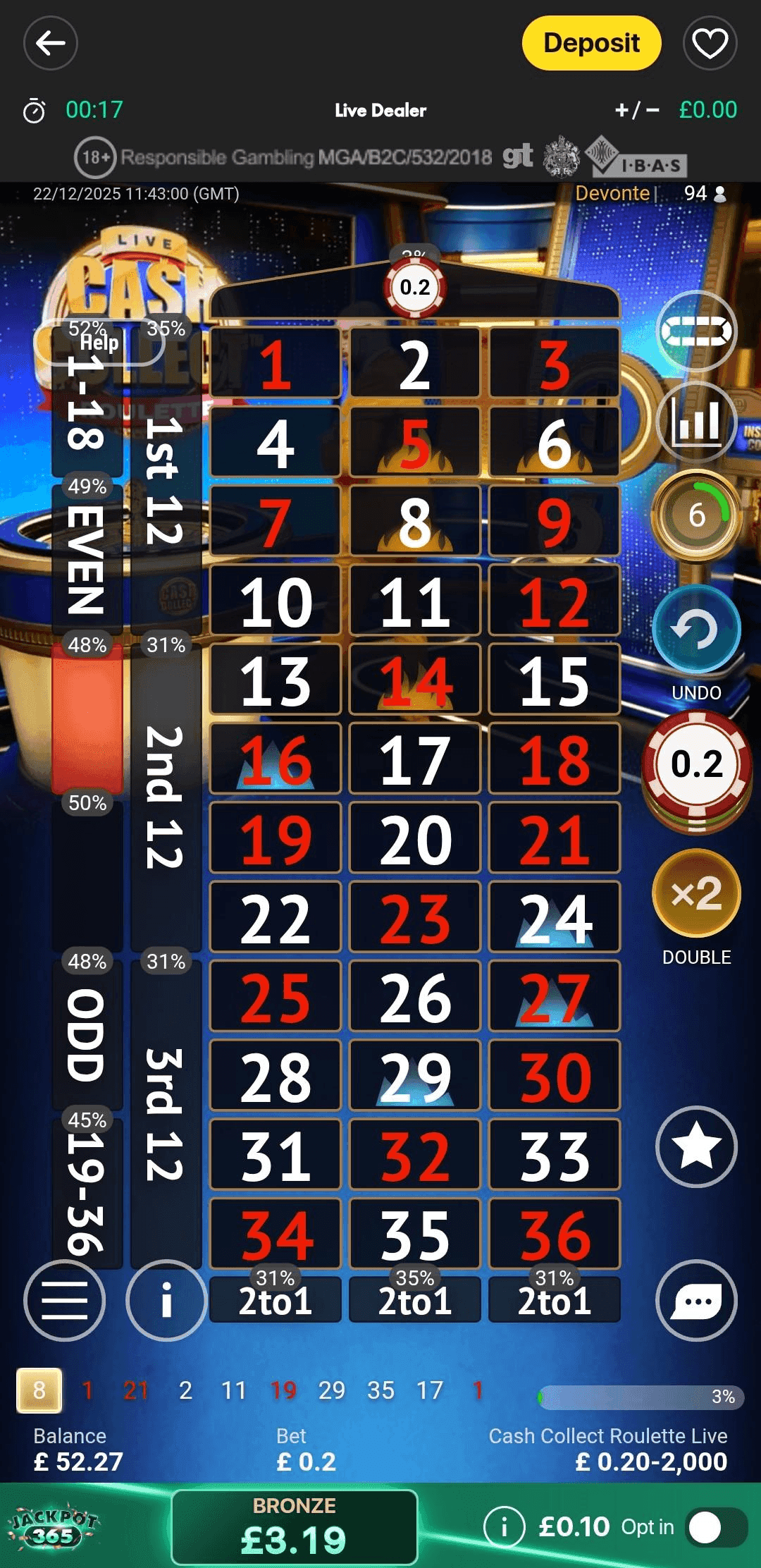 Place Your Bets Cash collect