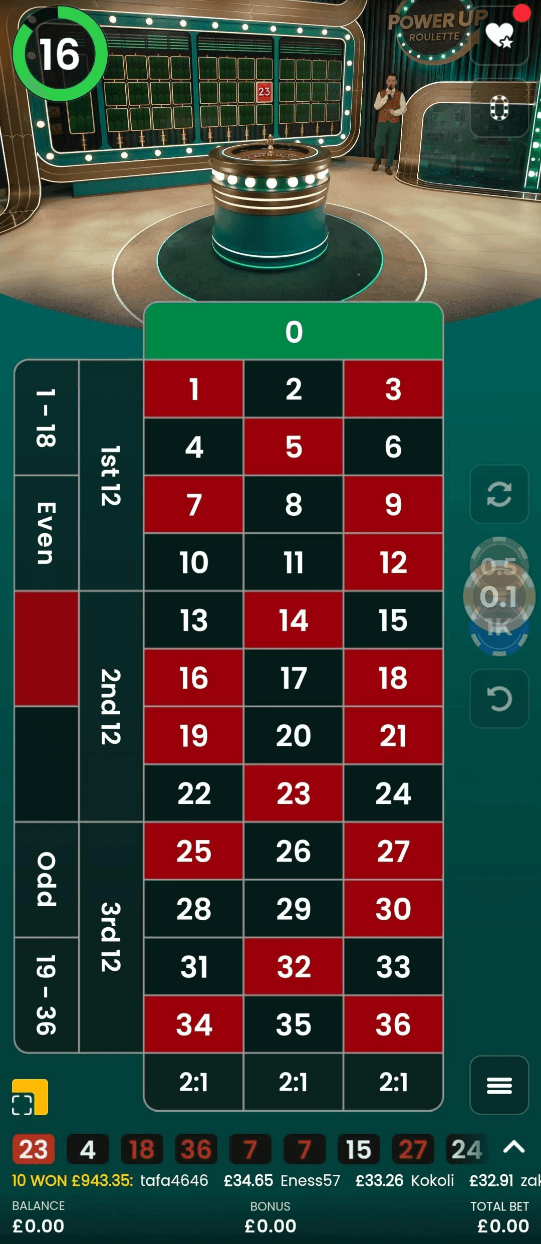 Place a Straight-up bet on any number