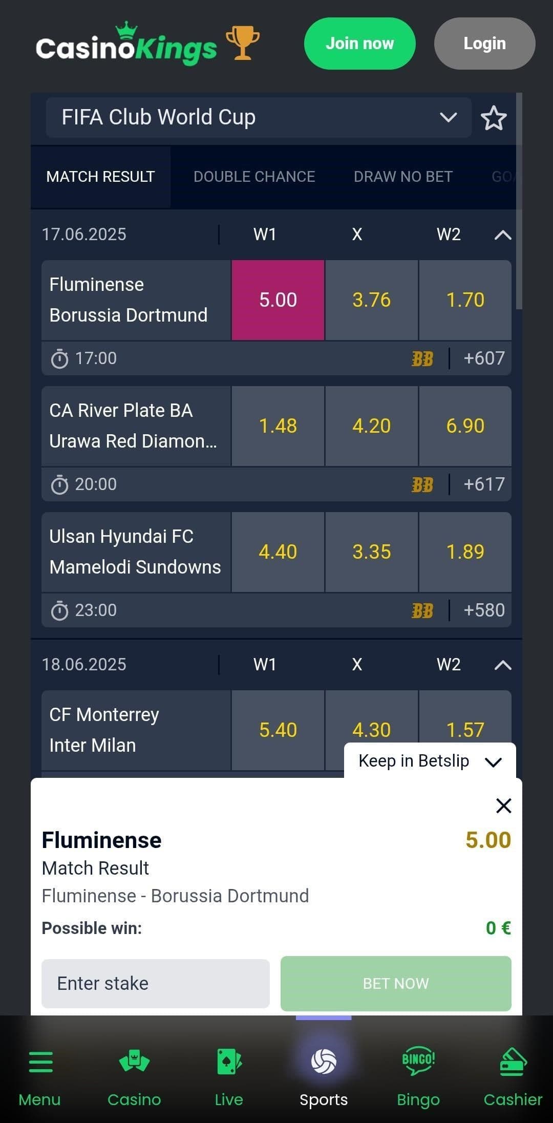Place a qualifying bet.