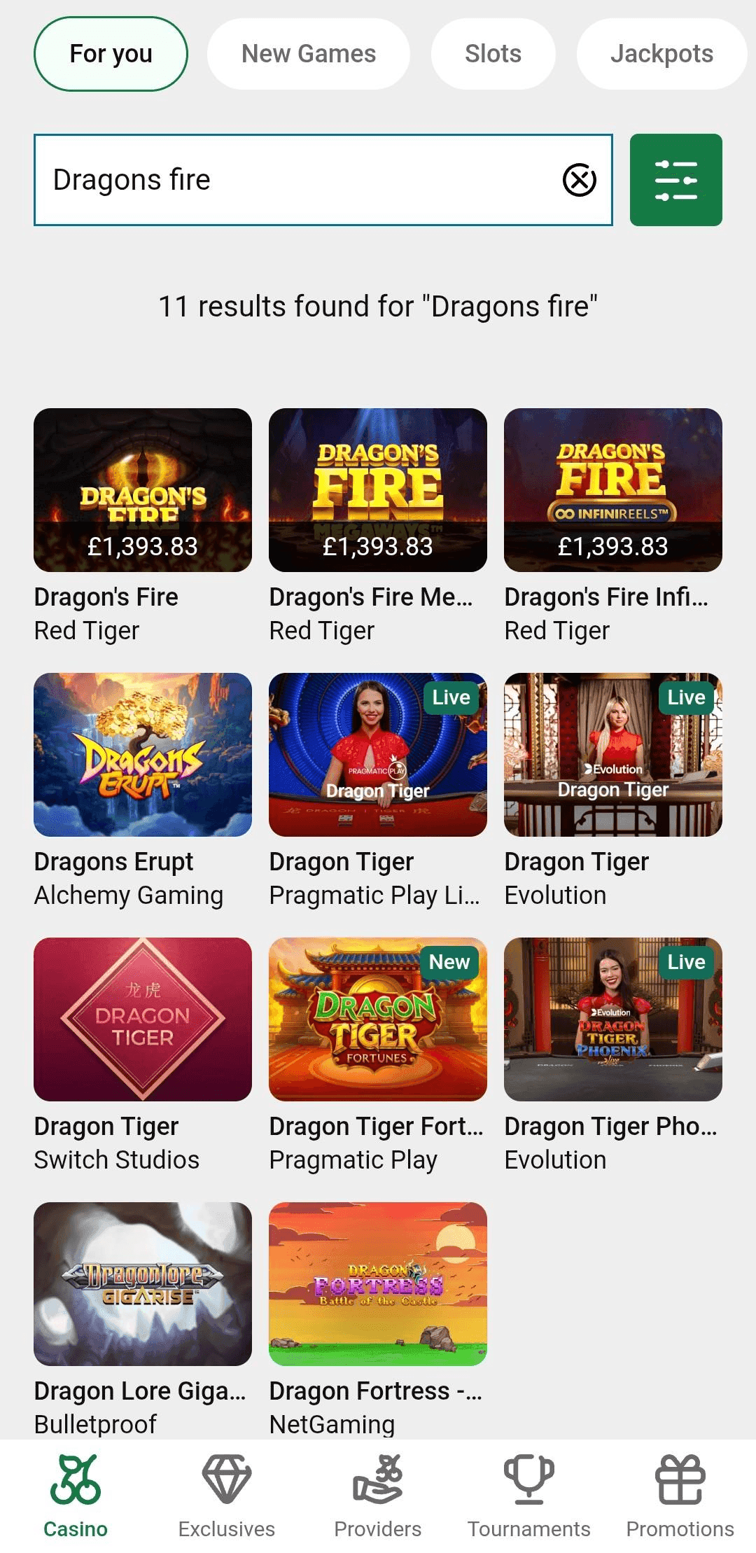 Unibet Casino Games Lobby