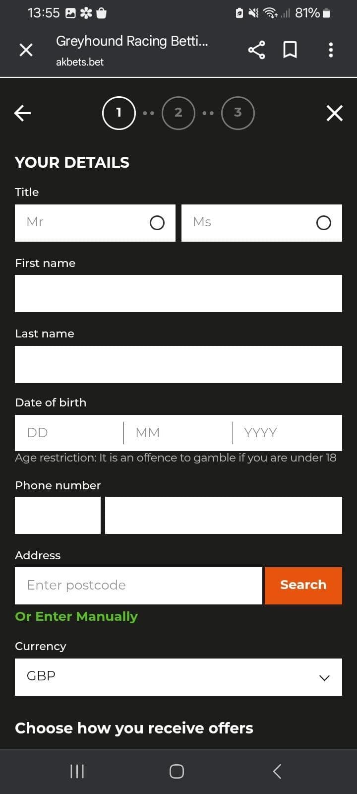 Provide name, DOB, address, and phone number.