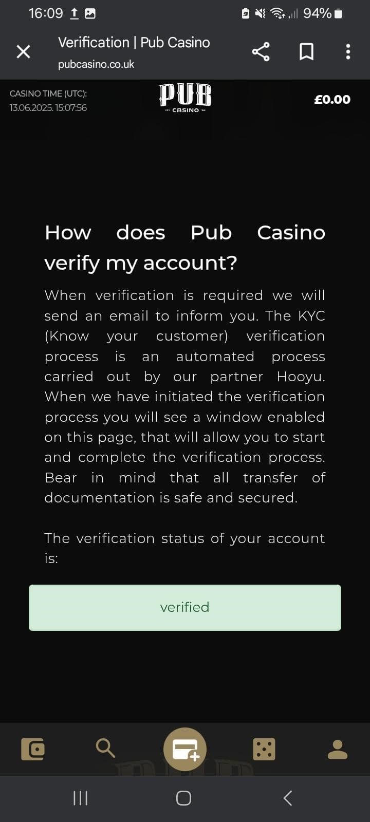 Pub Casino’s KYC Process 
