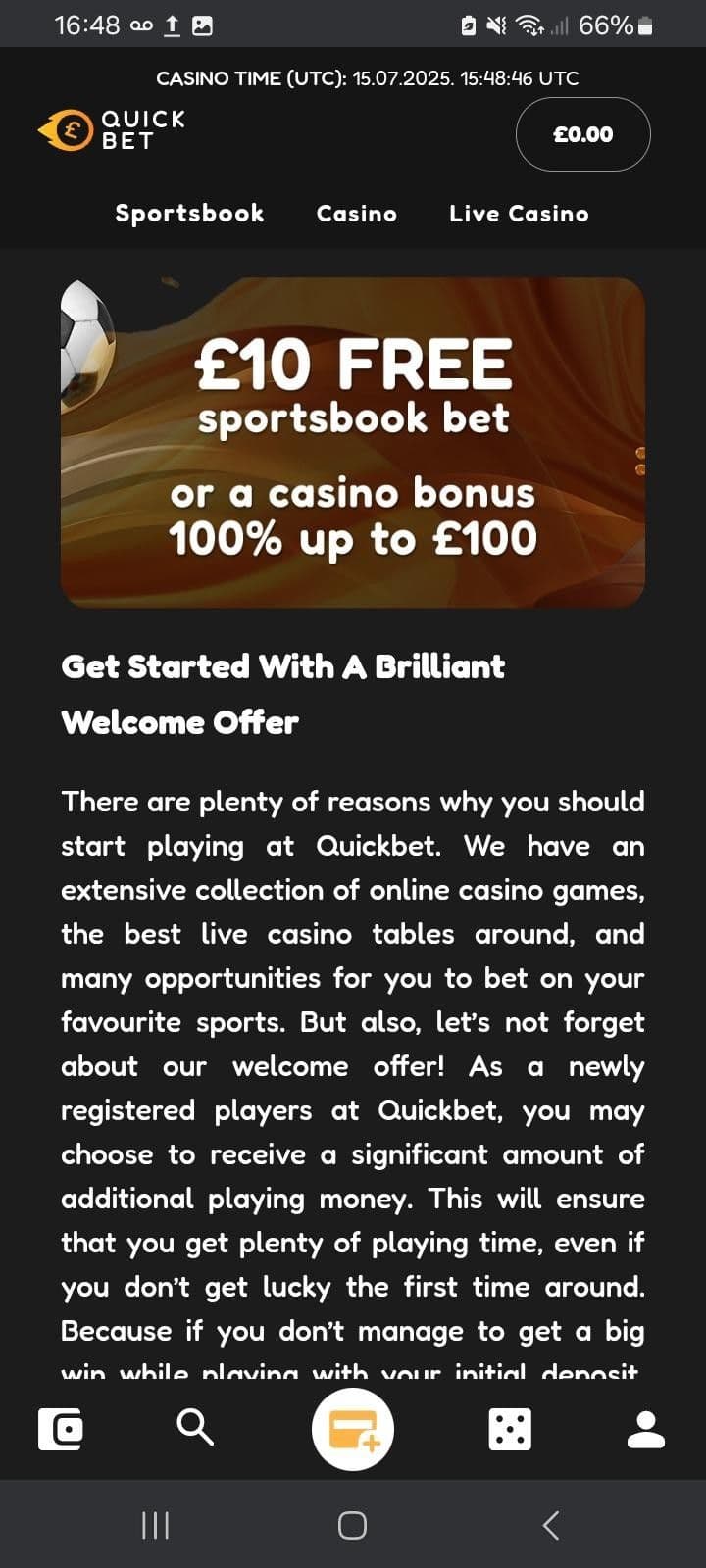 Quickbet Welcome Bonus for New UK Customers