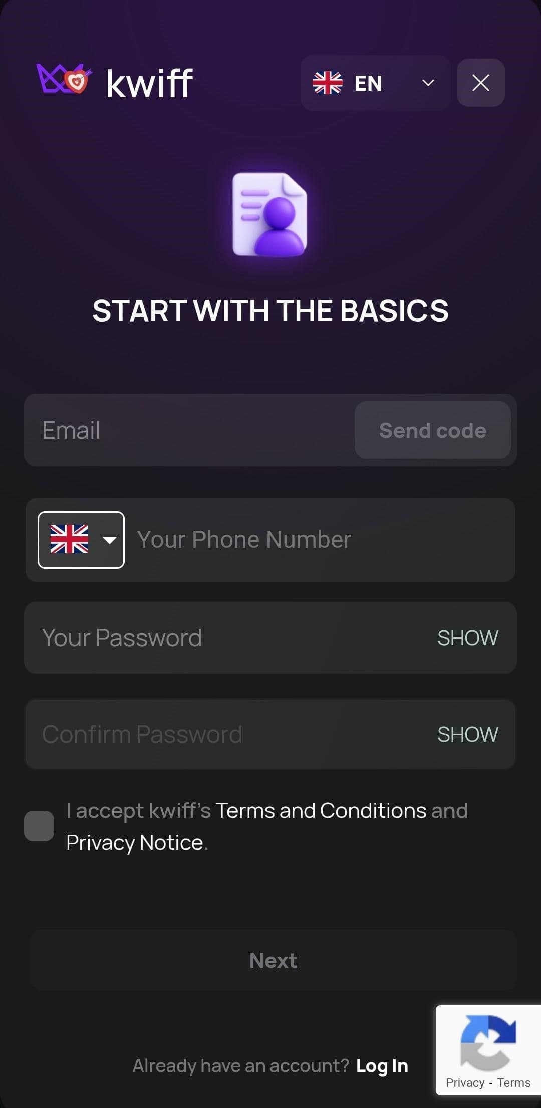 Register an account and make a deposit 