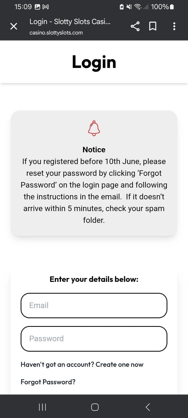 Register or log in to your Slotty Slots account.