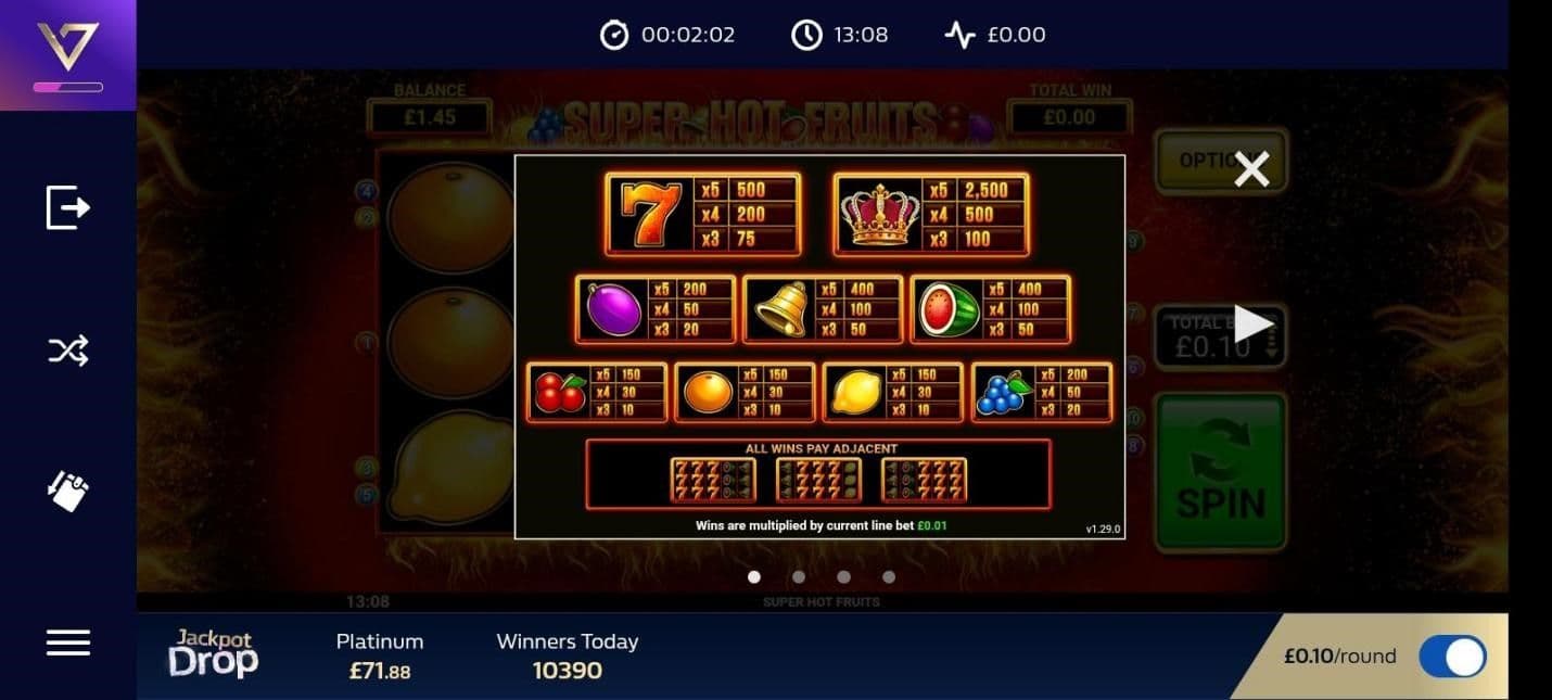 Review the Paytables.