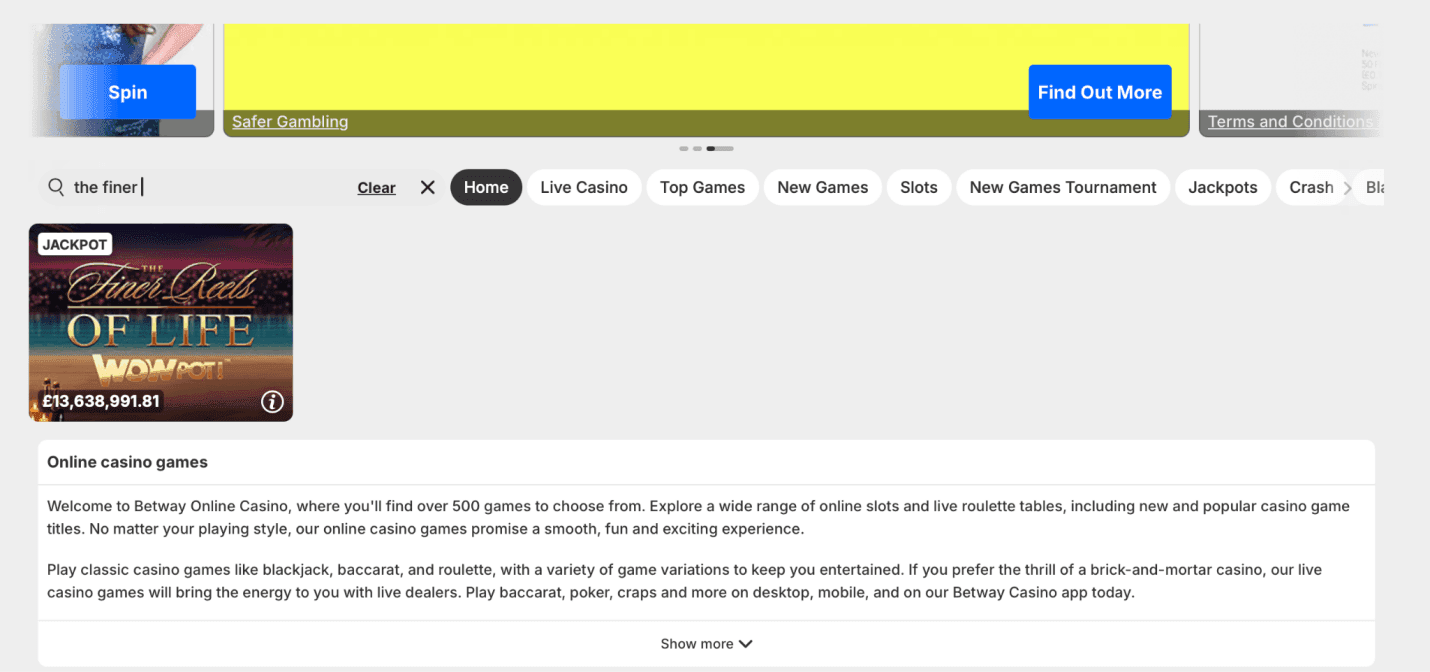 Search for The Finer Reels of Life WOWPOT 