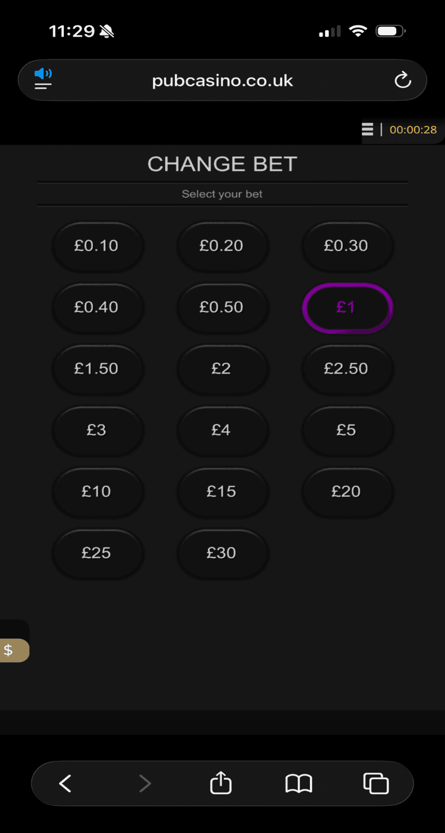 Set your stake amount using the options available.