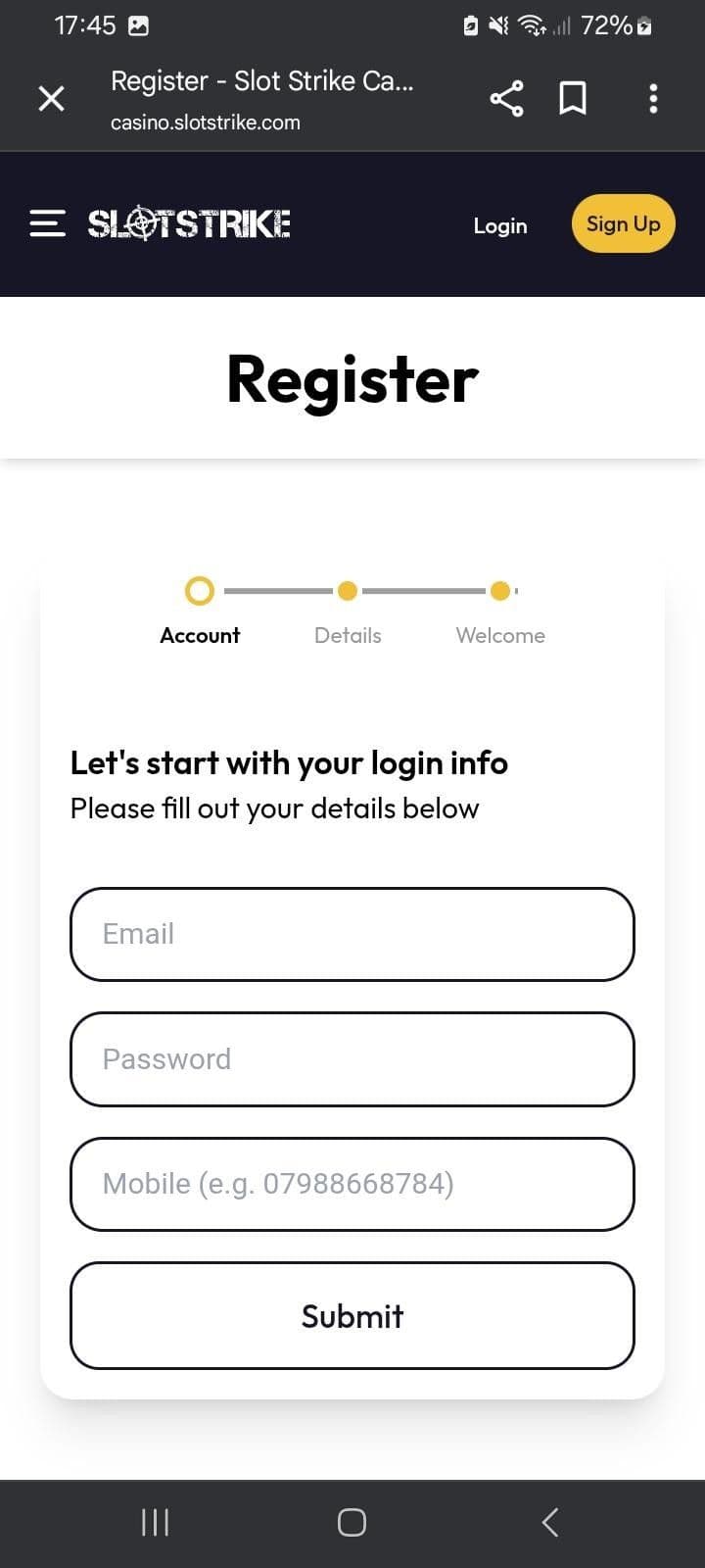 Slot Strike Registration Guide