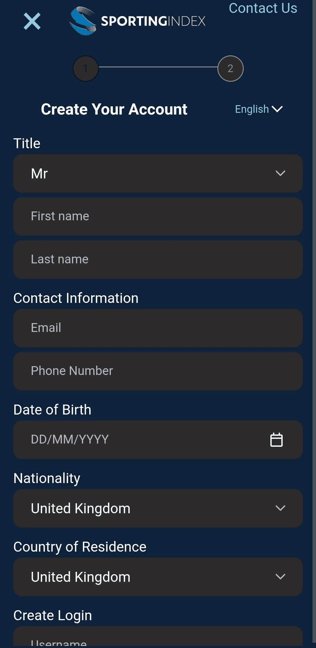 Sporting Index Registration Guide