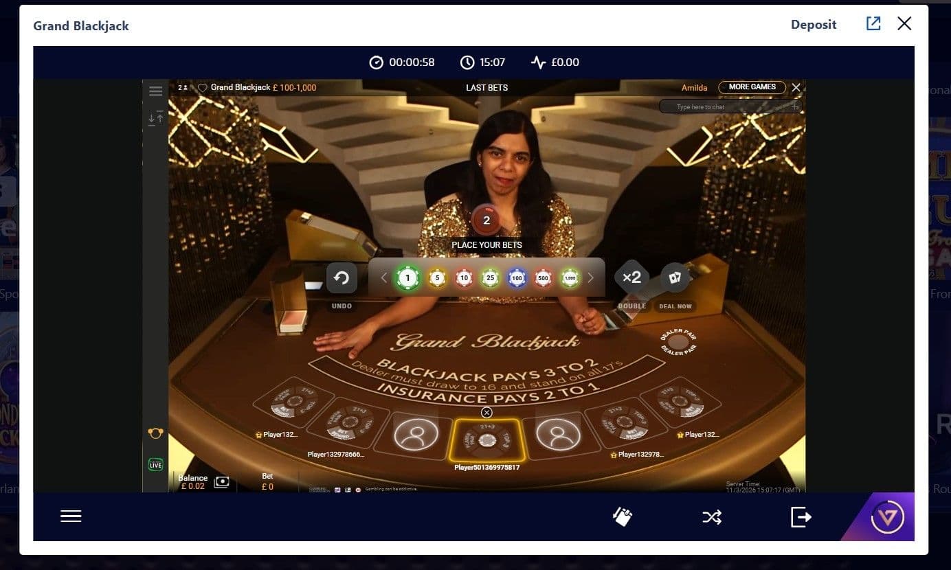 Start by placing your main blackjack bet 