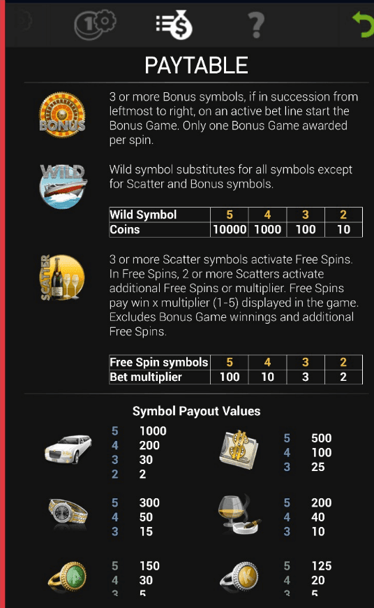 Study the Paytable Mega Fortune!