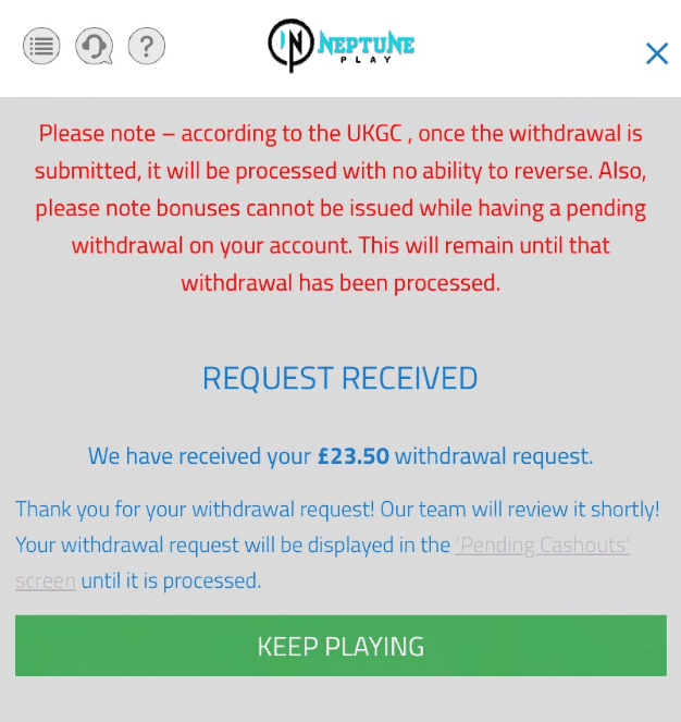Submit your withdrawal request.