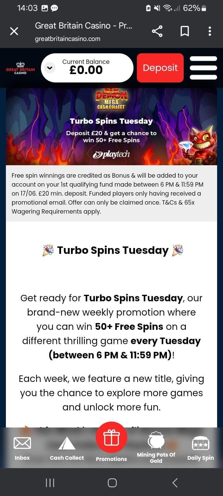 Turbo Spins Tuesday