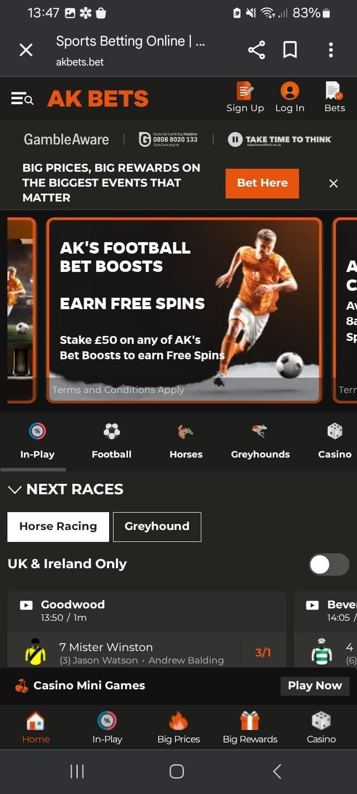 Visit akbets.bet, click “Sign Up” in the header.
