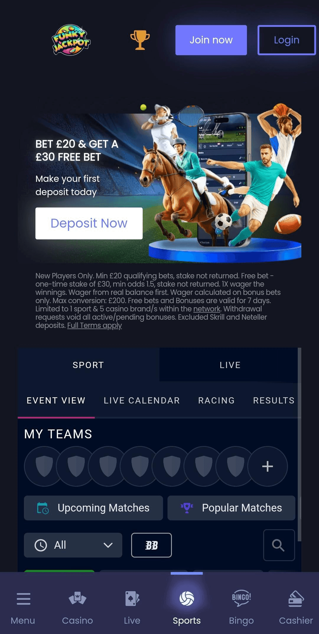 Visit the Funky Jackpot website
