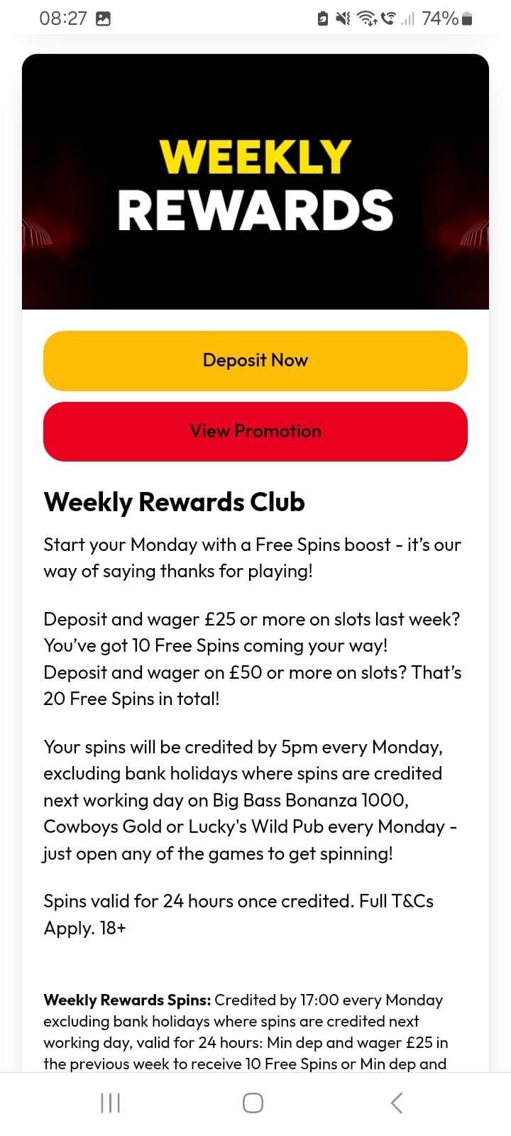 Weekly Rewards Club