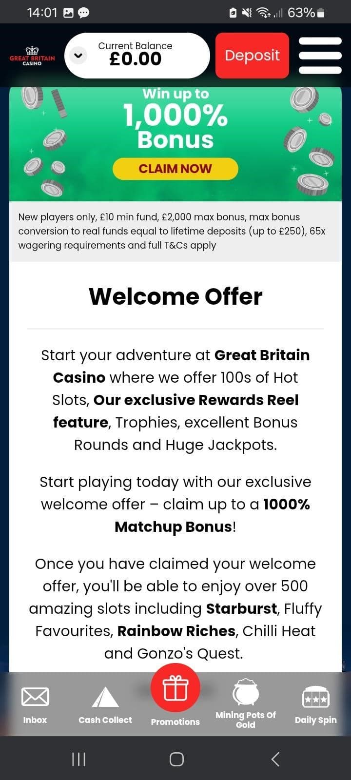 Welcome Bonus Great Britain
