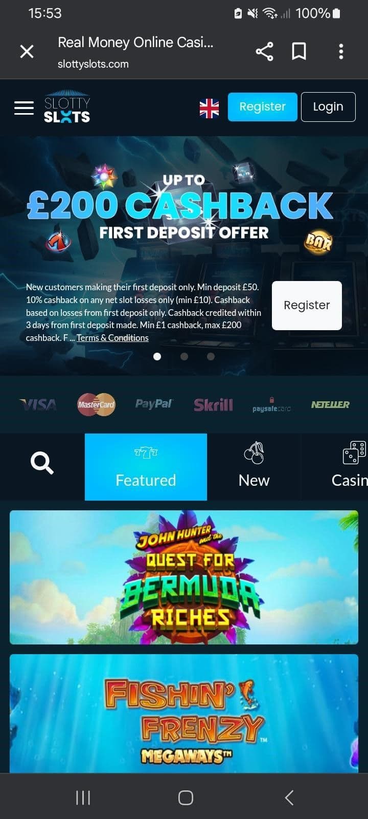 cashback welcome offer