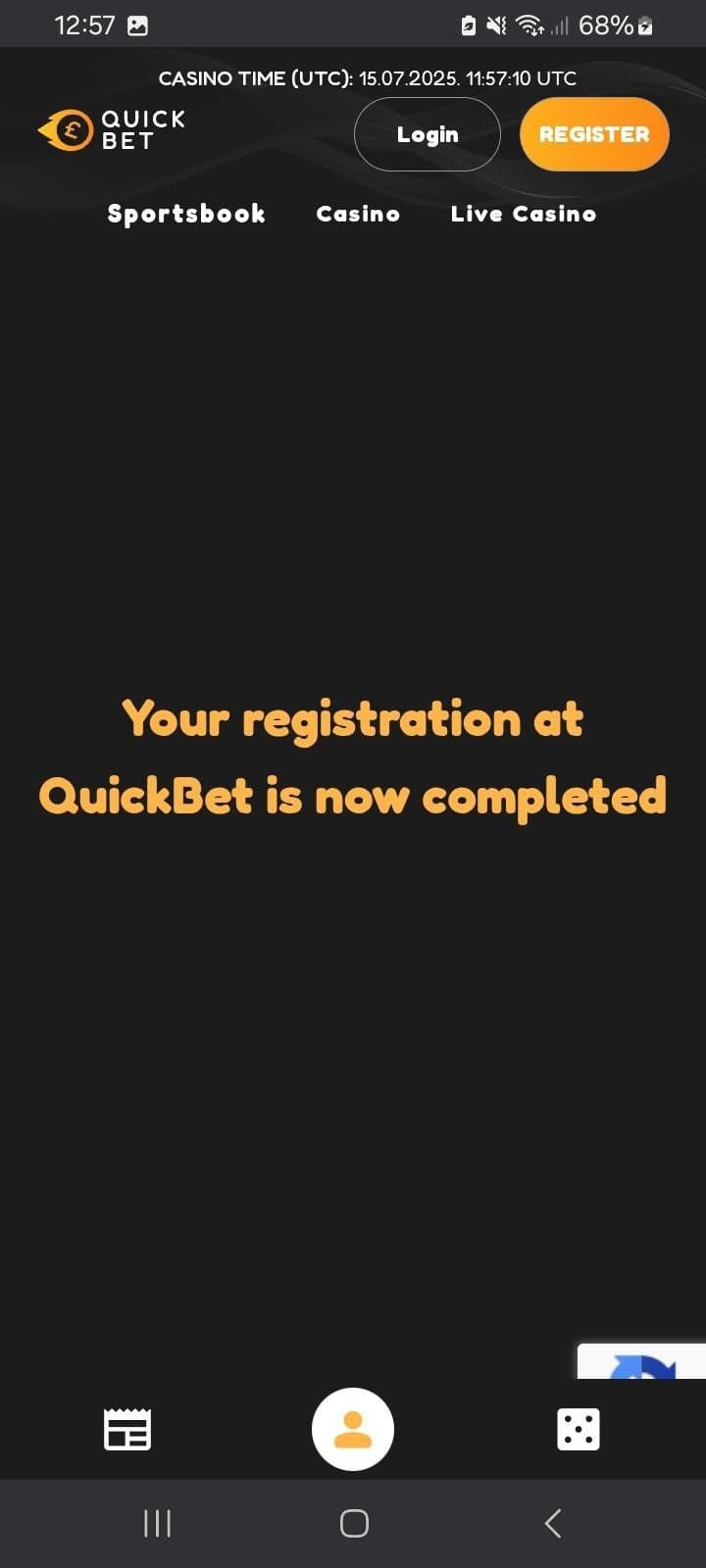 complete the registration process quickbet