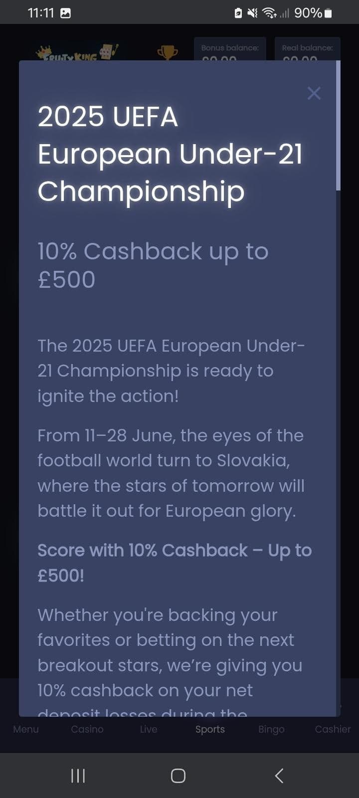 2025 UEFA European Under-21 Championship Cashback
