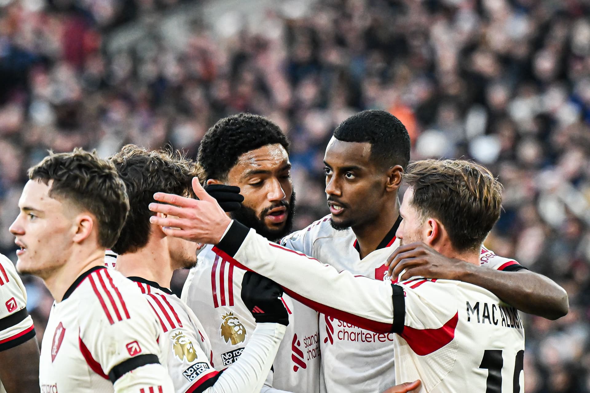 Alexander Isak of Liverpool celebrates after scoring the team's first goal