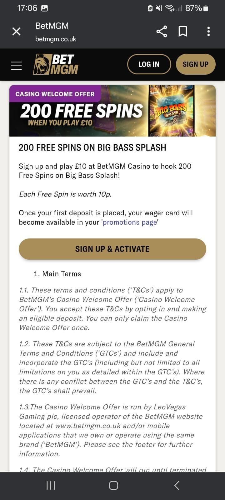 BetMGM Sports and Casino Welcome Bonus