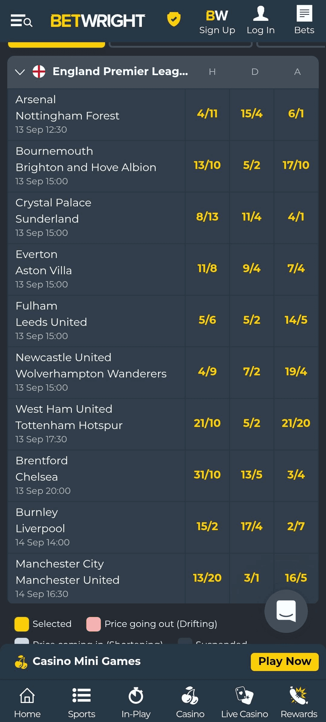 Bet Wright Sports Betting Odds