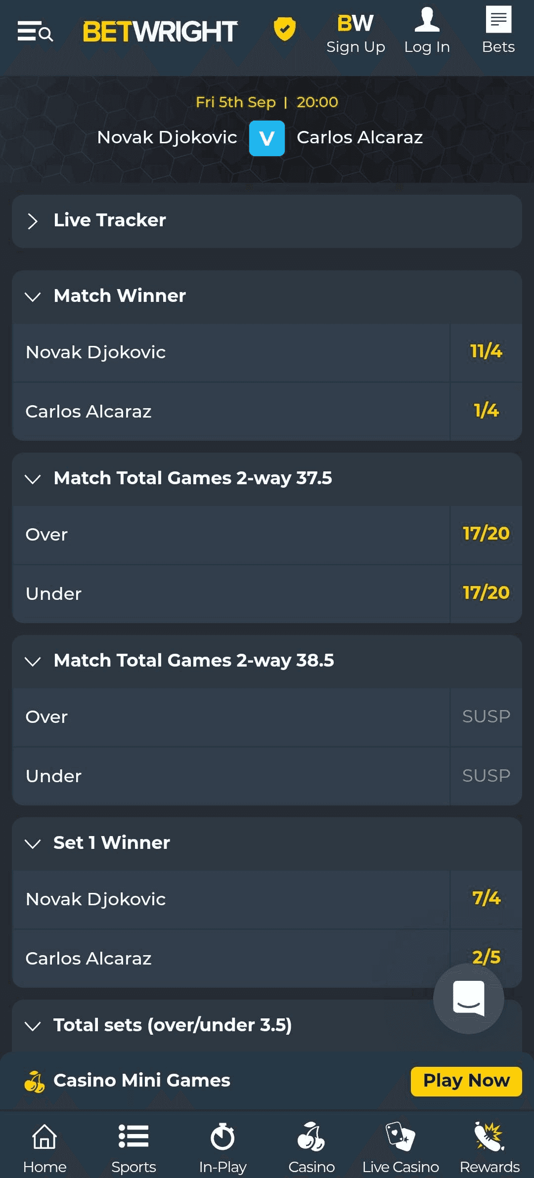 Betting Markets at Bet Wright