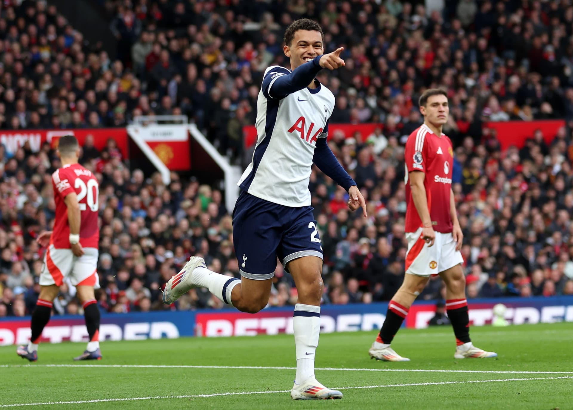 Brennan Johnson of Tottenham Hotspur celebrates scoring his team's first goal