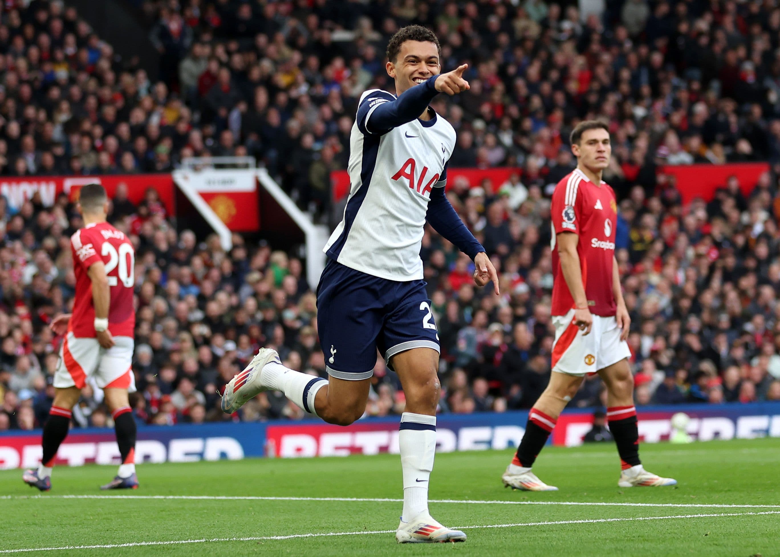 Brennan Johnson of Tottenham Hotspur celebrates scoring his team's first goal