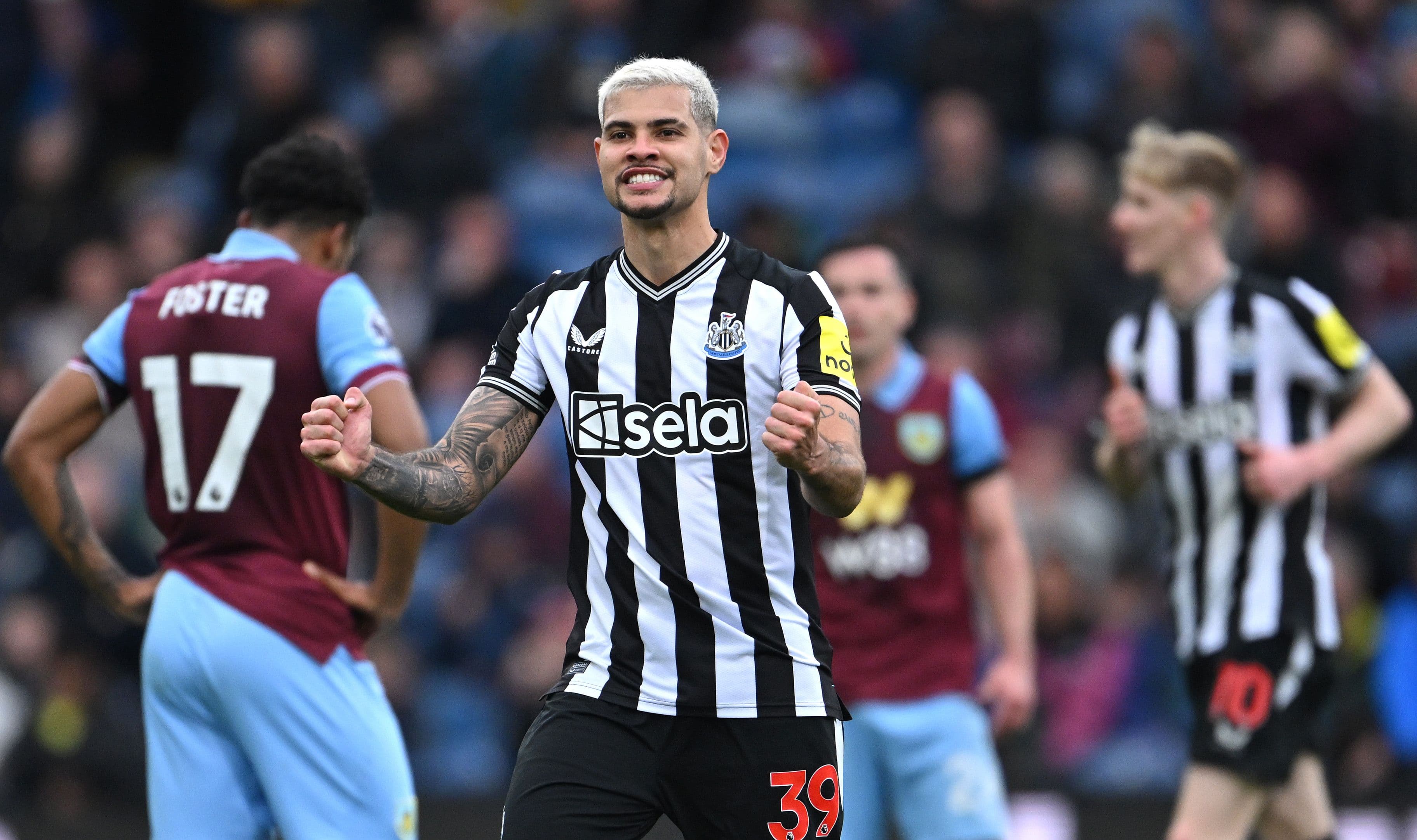 Bruno Guimaraes of Newcastle United celebrates after scoring the third Newcastle goal