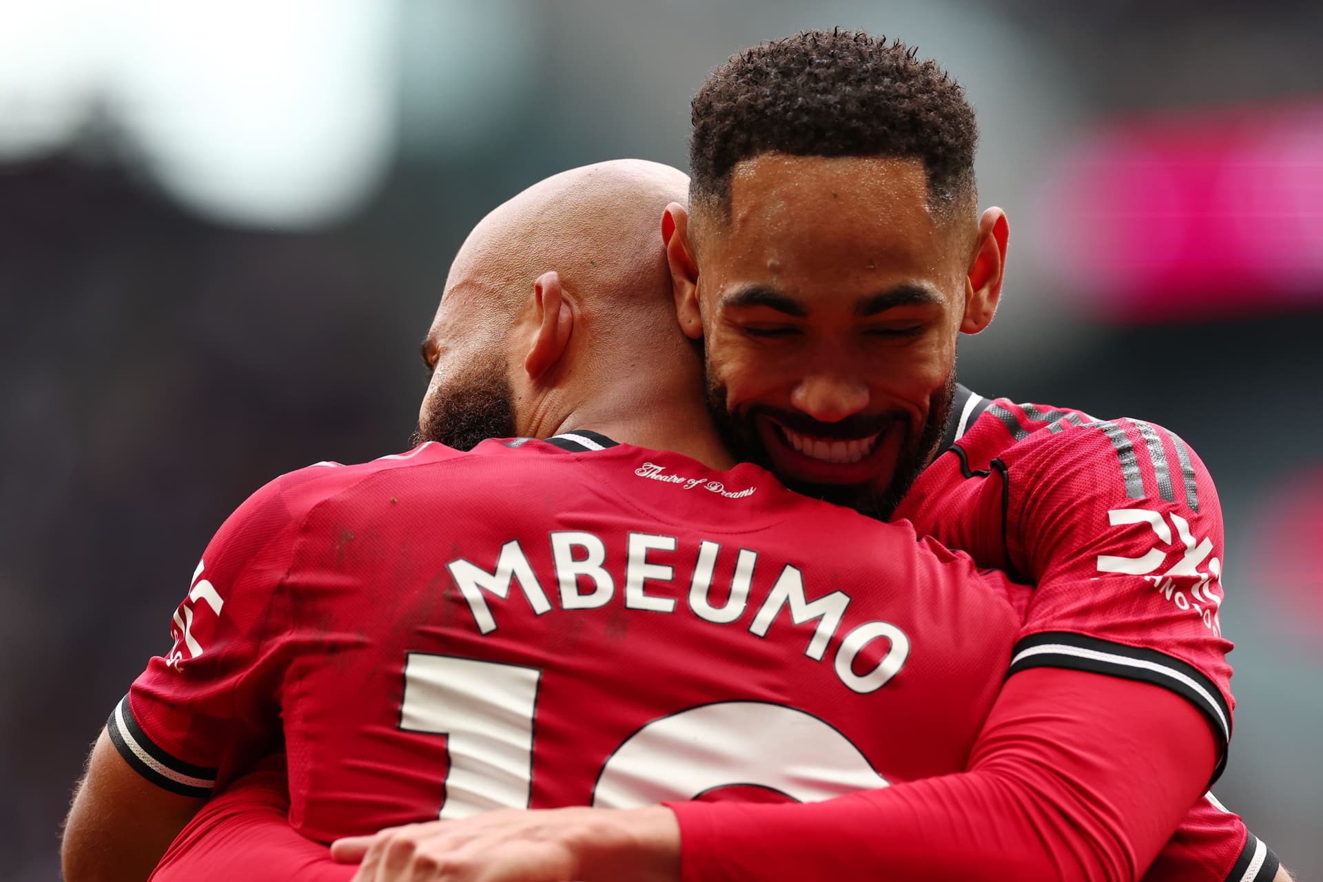 Bryan Mbeumo of Manchester Utd celebrates after he scored for 0-1
