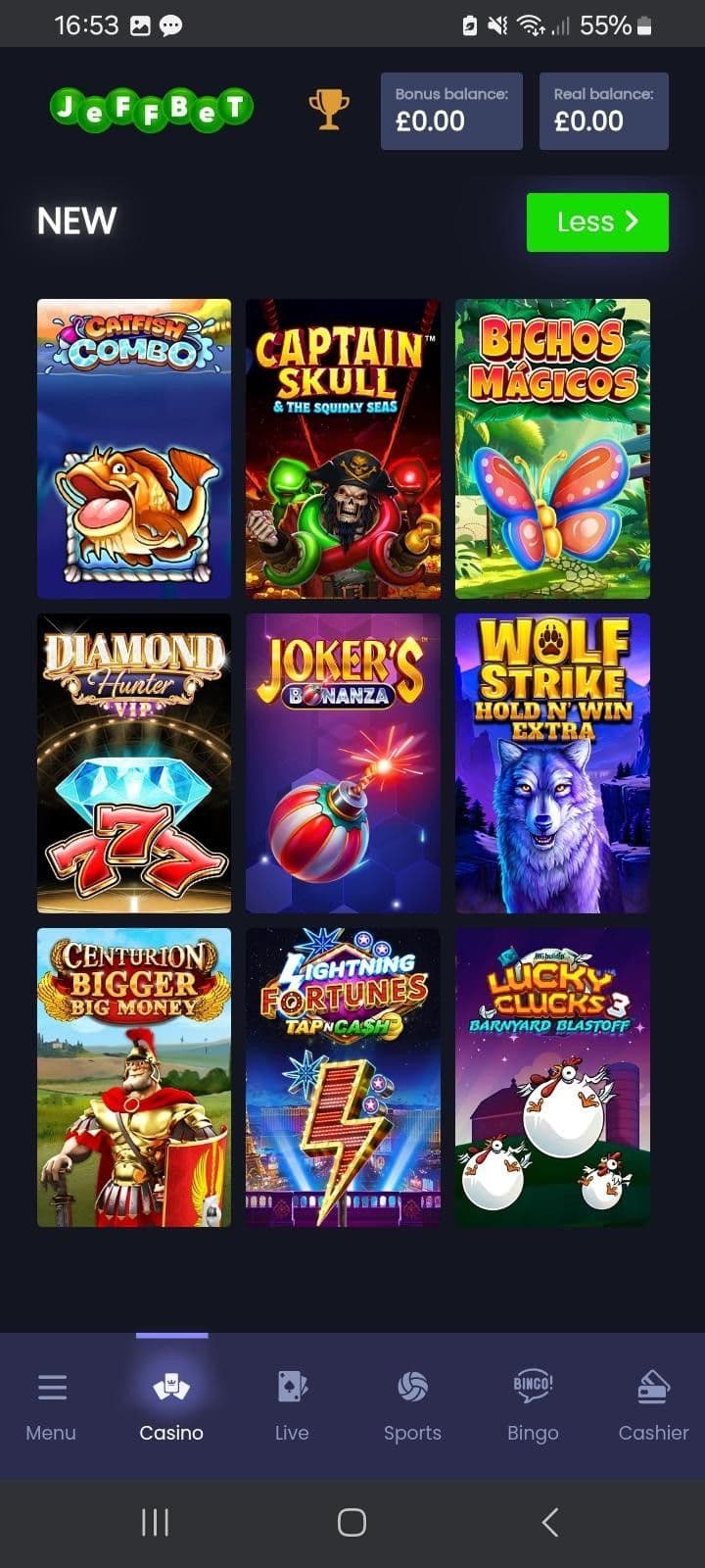 Casino Game Selection Jeffbet