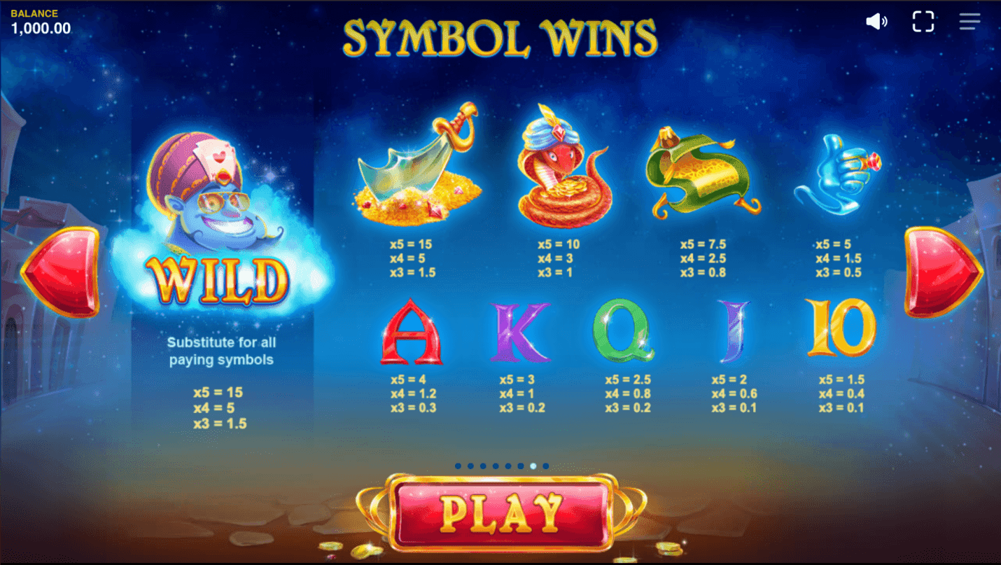 Check the paytable crazy genie