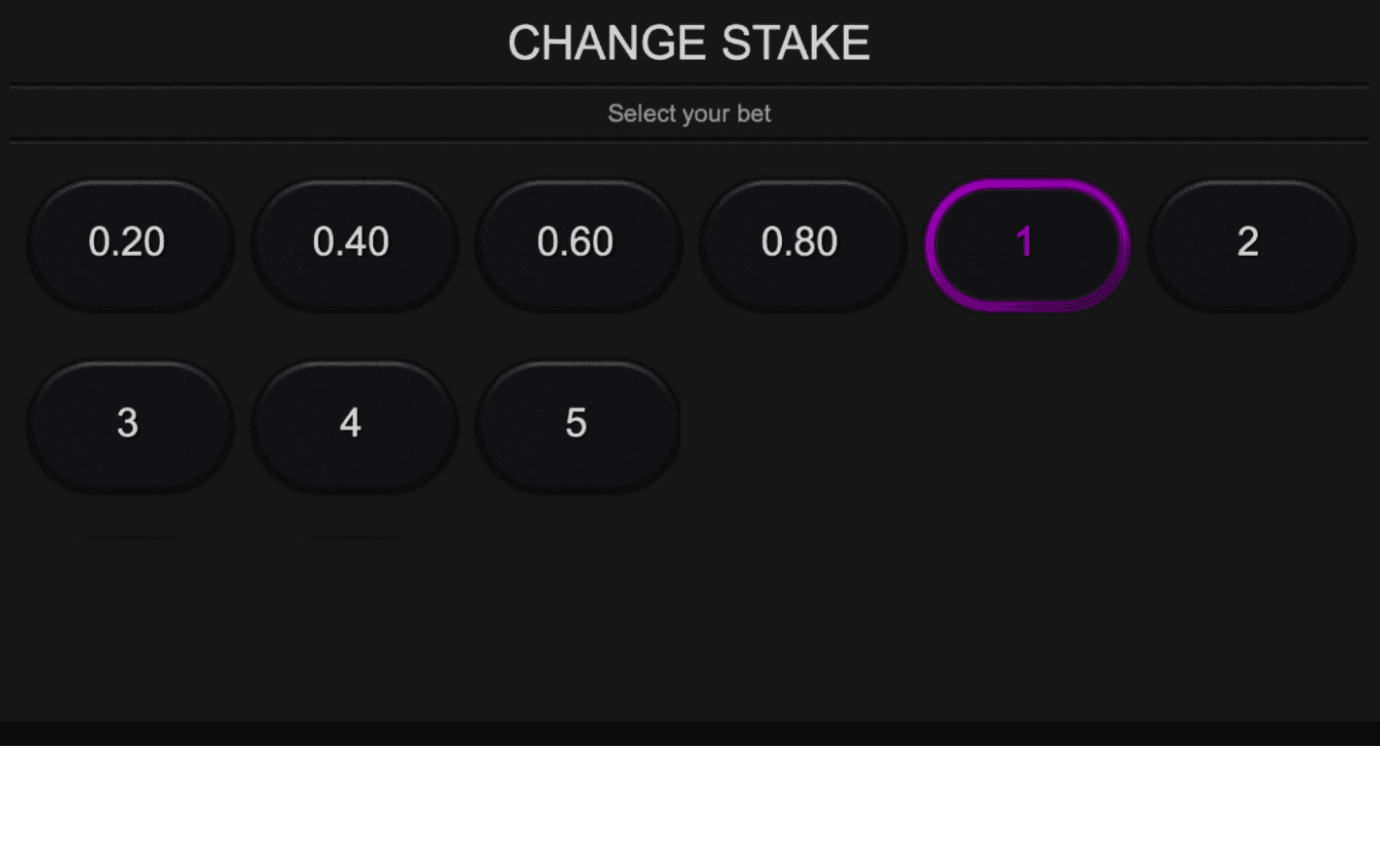 Click on the coin stack icon to set your stake