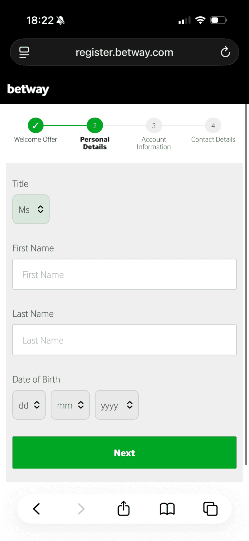 Complete the simple form with details like your name