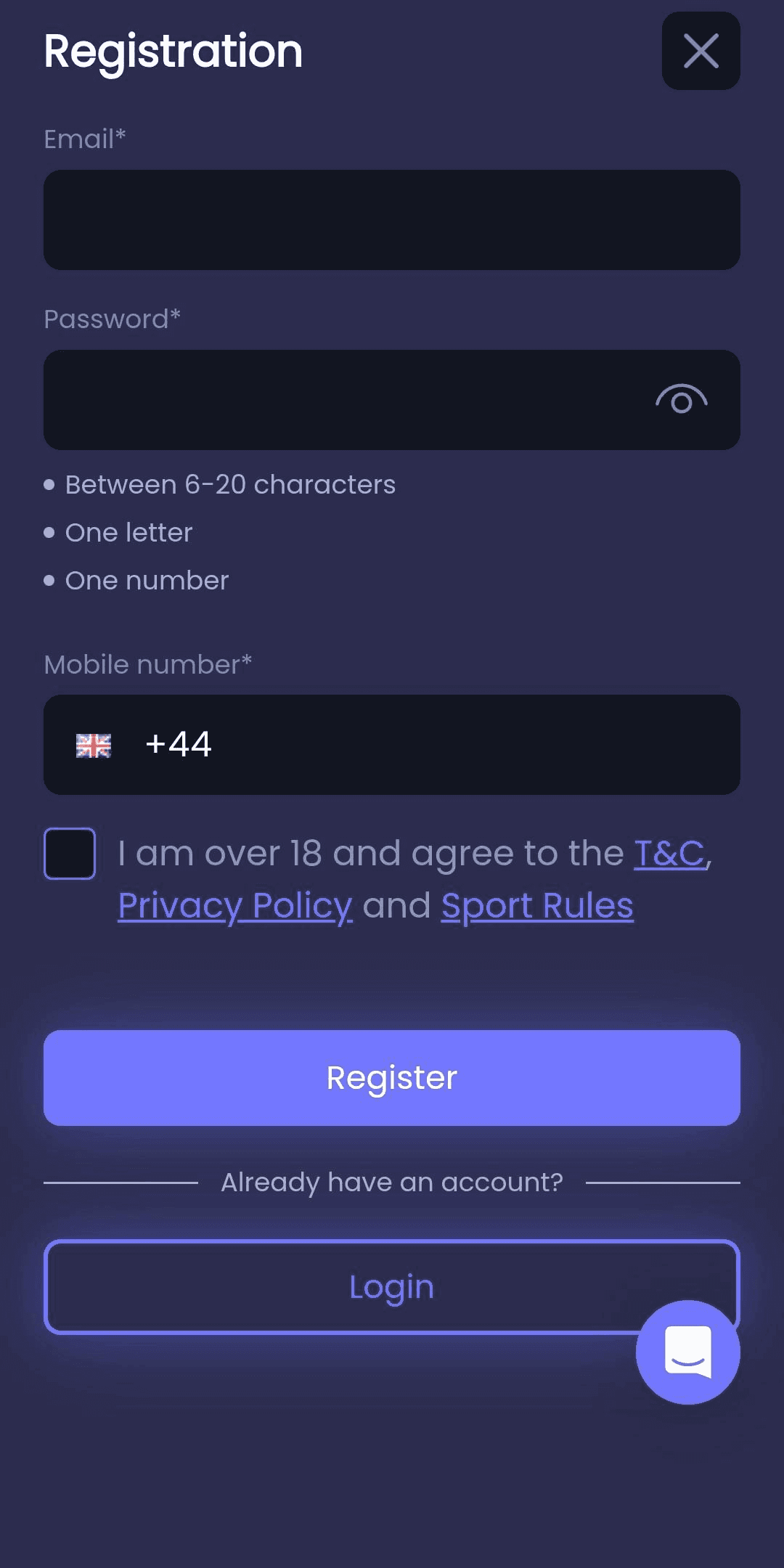 Complete the three page registration form