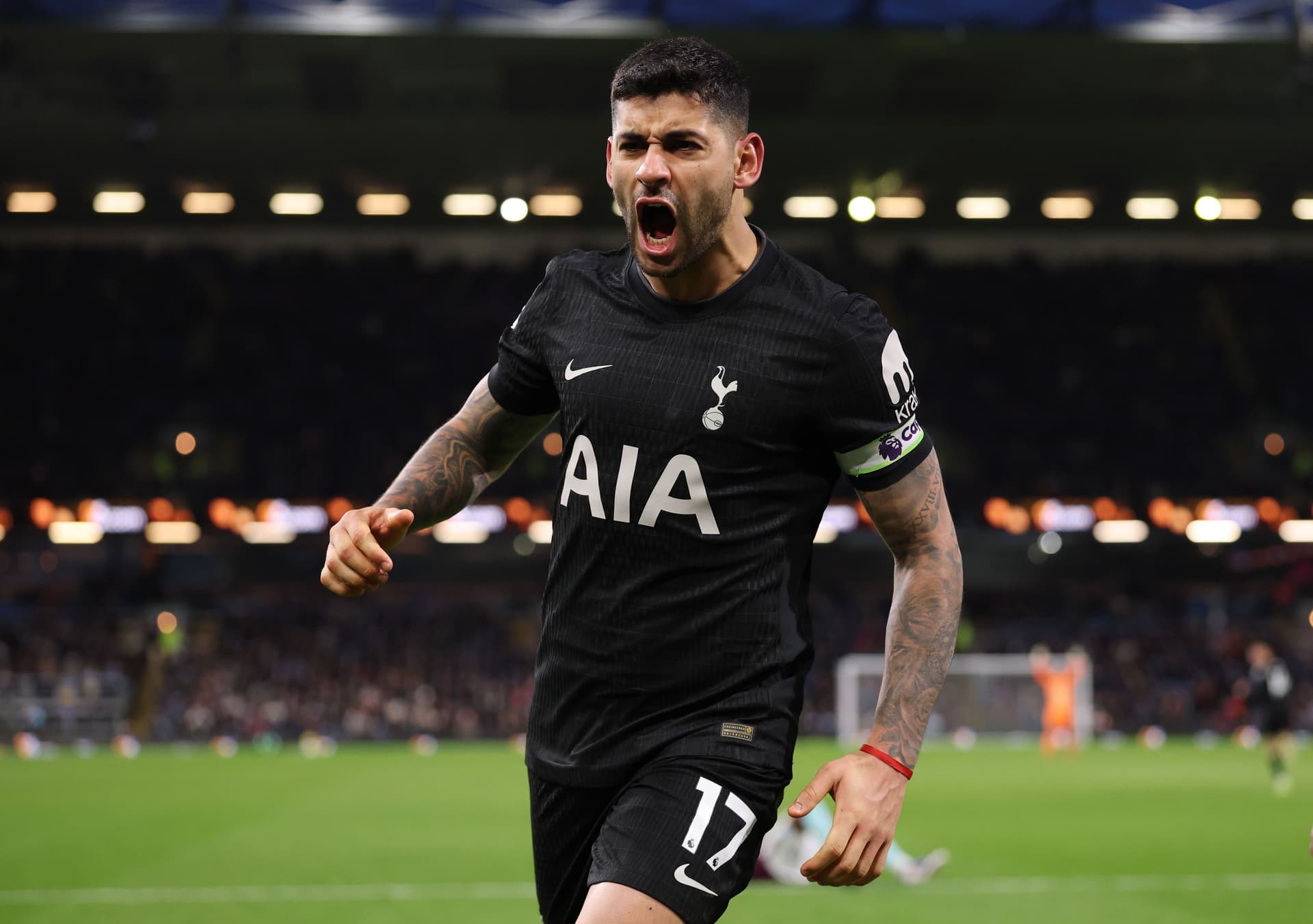 Cristian Romero of Tottenham Hotspur celebrates scoring his team's second goal